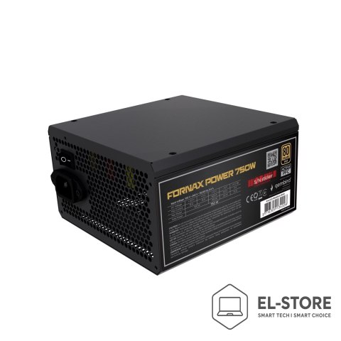GEMBIRD GEMBIRD ZASILACZ KOMPUTEROWY FORNAX POWER 750W 80+ BRONZE ATX, 750W, AKTYWNE PFC, 12CM WENTYLATOR