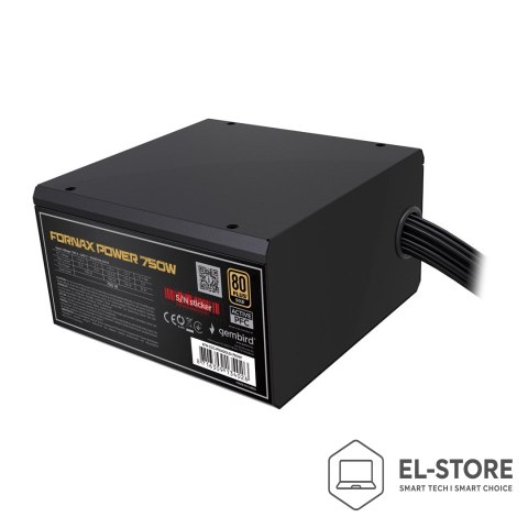 GEMBIRD GEMBIRD ZASILACZ KOMPUTEROWY FORNAX POWER 750W 80+ BRONZE ATX, 750W, AKTYWNE PFC, 12CM WENTYLATOR