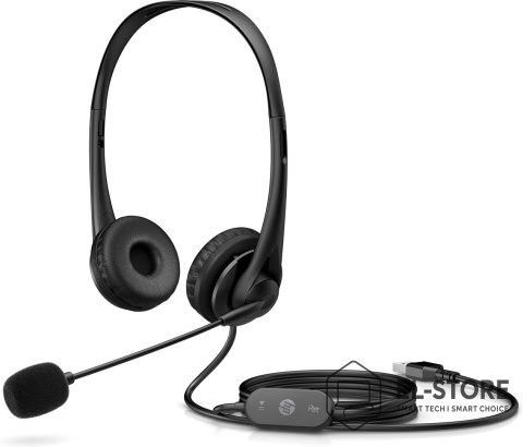 Hewlett-Packard Słuchawki z mikrofonem HP Stereo USB Headset G2 przewodowe czarne 428H5AA