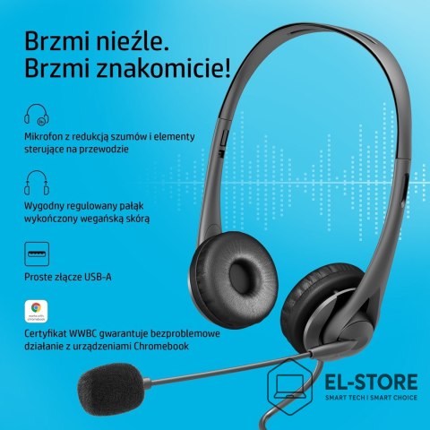 Hewlett-Packard Słuchawki z mikrofonem HP Stereo USB Headset G2 przewodowe czarne 428H5AA