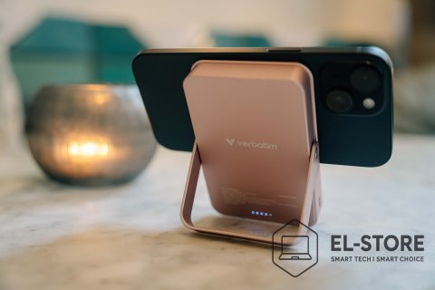 Verbatim Powerbank Verbatim Charge 'n' Go Magnetic Wireless with Stand 10000mAh USB-C PD 3.0 Pink
