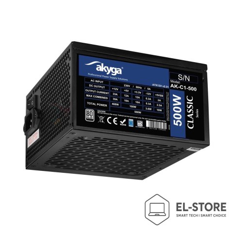 Akyga Akyga AK-C1-500 moduł zasilaczy 468 W 24-pin ATX ATX Czarny