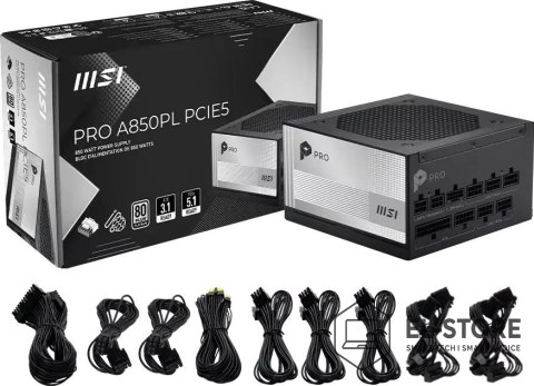 MSI Zasilacz MSI PRO A850PL PCIE5 850W 120mm 80plus Platinum aPFC