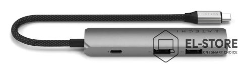 No name Aluminiowy adapter do urządzeń mobilnych USB-C Satechi 4-in-1 USB-C Slim Multiport Adapter 4K (space gray)