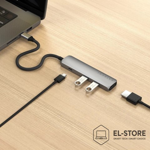 No name Aluminiowy adapter do urządzeń mobilnych USB-C Satechi 4-in-1 USB-C Slim Multiport Adapter 4K (space gray)