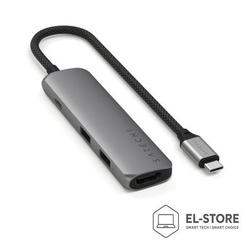 No name Aluminiowy adapter do urządzeń mobilnych USB-C Satechi 4-in-1 USB-C Slim Multiport Adapter 4K (space gray)