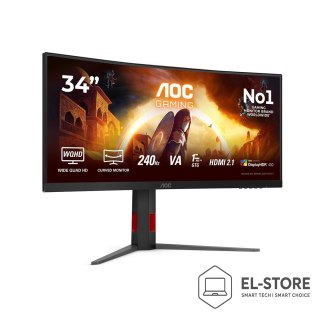 AOC Monitor AOC CU34G4Z 34-calowy, Szybkie VA, WQHD 21:9, 240 Hz, 1 ms, 3440 x 1440 pikseli, 450 cd/m2, ilość portów HDMI: 2, kolor 