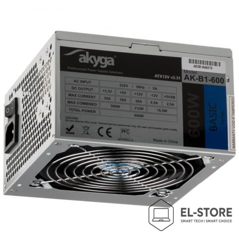Akyga Zasilacz Akyga Basic AK-B1-600 (600 W; Pasywne; 120 mm)