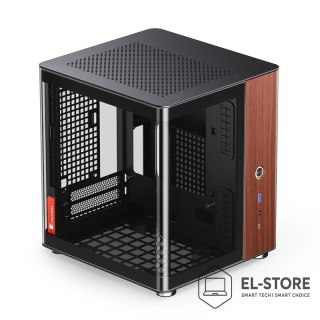 Jonsbo Obudowa PC Jonsbo TK-0, Mini-Tower, Mini-ITX, Tempered Glass, Holz - schwarz