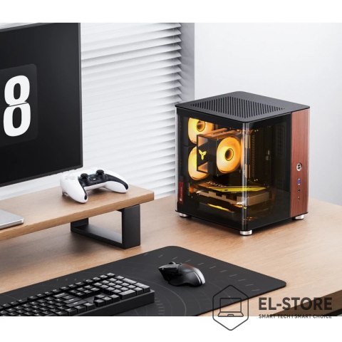 Jonsbo Obudowa PC Jonsbo TK-0, Mini-Tower, Mini-ITX, Tempered Glass, Holz - schwarz