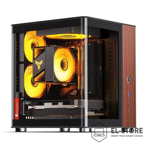 Jonsbo Obudowa PC Jonsbo TK-0, Mini-Tower, Mini-ITX, Tempered Glass, Holz - schwarz