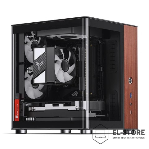 Jonsbo Obudowa PC Jonsbo TK-0, Mini-Tower, Mini-ITX, Tempered Glass, Holz - schwarz
