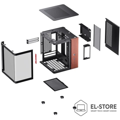 Jonsbo Obudowa PC Jonsbo TK-0, Mini-Tower, Mini-ITX, Tempered Glass, Holz - schwarz