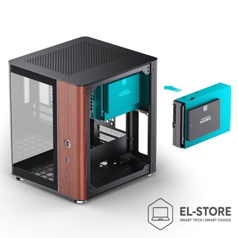 Jonsbo Obudowa PC Jonsbo TK-0, Mini-Tower, Mini-ITX, Tempered Glass, Holz - schwarz