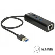 DELOCK DELOCK USB-HUB 3-Port USB3.0, +1x Gigabit LAN