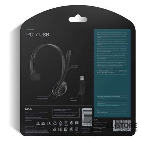 EPOS Słuchawki nauszne przewodowe Epos PC7 USB-A Mono