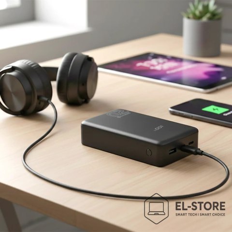 EverActive EVERACTIVE POWERBANK 20 000MAH, 1X USB, 2X USB-C, 20W, QC4+, WYŚWIETLACZ LCD, CZARNY EB-22QB