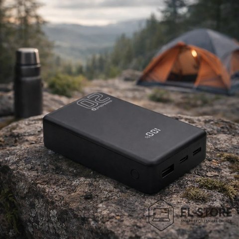 EverActive EVERACTIVE POWERBANK 20 000MAH, 1X USB, 2X USB-C, 20W, QC4+, WYŚWIETLACZ LCD, CZARNY EB-22QB
