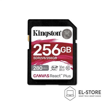 Kingston Kingston 256GB SDXC CANVAS REACT PLUS U3/UHS-II 280R/150W V60 FULL HD/4K