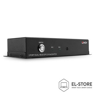 LINDY LINDY 2-portowy przełącznik DisplayPort 1.2 z podwójną głowicą