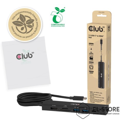Club 3D CLUB3D CSV-2555 stacja dokująca Przewodowa Czarny