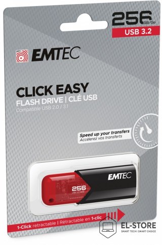 EMTEC Emtec Click Easy pamięć USB 256 GB USB Typu-A 3.2 Gen 1 (3.1 Gen 1) Czarny, Czerwony