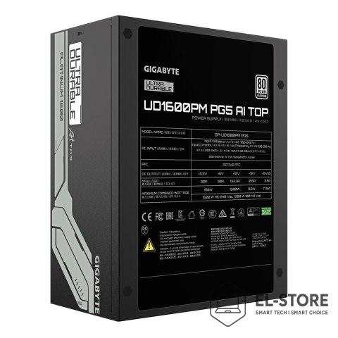 Gigabyte GIGABYTE UD1600PM PG5 AI TOP moduł zasilaczy 1600 W 20+4 pin ATX ATX Czarny