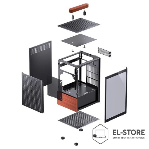 Jonsbo Obudowa Jonsbo T6, Mini-Tower, Mini-ITX, Tempered Glass, Holz - czarna