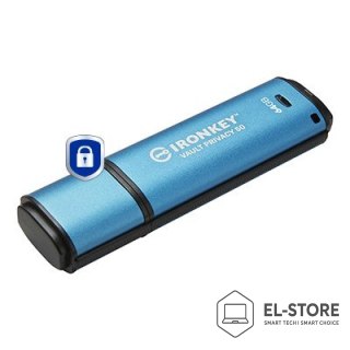 Kingston Kingston Technology IronKey Vault Privacy 50 pamięć USB 64 GB USB Typu-A 3.2 Gen 1 (3.1 Gen 1) Czarny, Niebieski