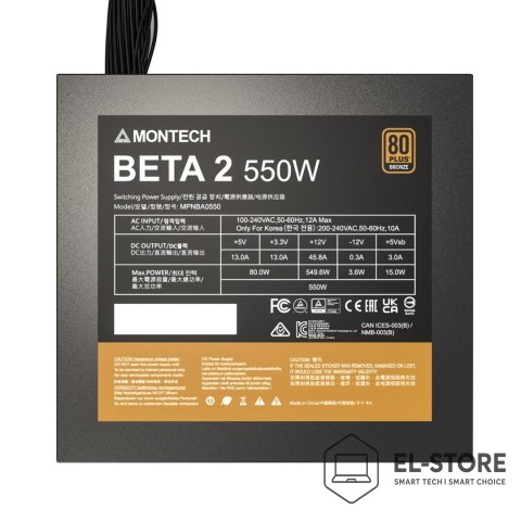 Montech Montech BETA 2 moduł zasilaczy 550 W 20+4 pin ATX ATX Czarny