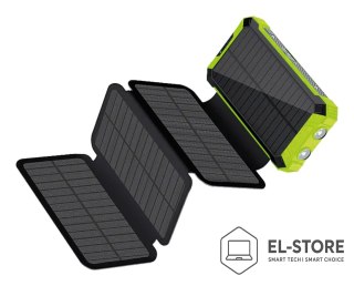 No name RealPower PB-20000 Solar 20000 mAh Bezprzewodowe ładowanie Czarny, Zielony