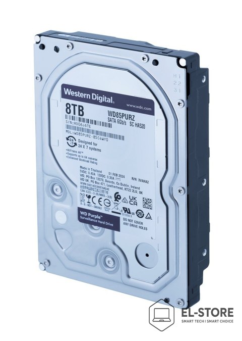 WD Dysk HDD WD Purple WD85PURZ (8 TB ; 3.5"; 256 MB; 5640 obr/min)