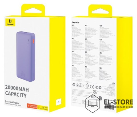 Baseus BASEUS POWERBANK AIRPOW 20000MAH 20W (FIOLETOWY)