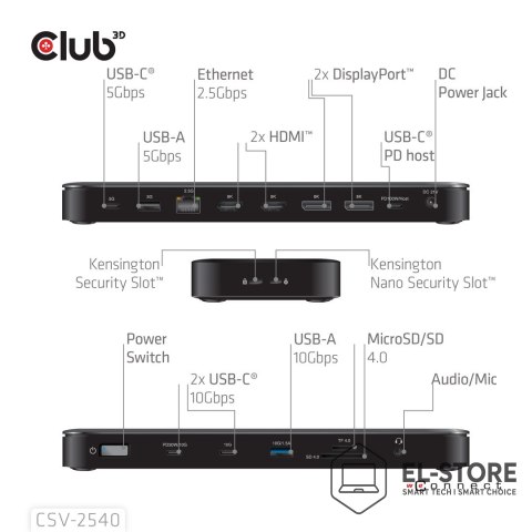 Club 3D Stacja dokująca NB ACC 14IN1/USB-C 150W CSV-2540 CLUB3D