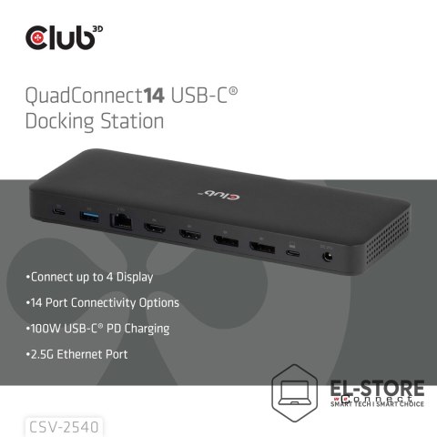 Club 3D Stacja dokująca NB ACC 14IN1/USB-C 150W CSV-2540 CLUB3D