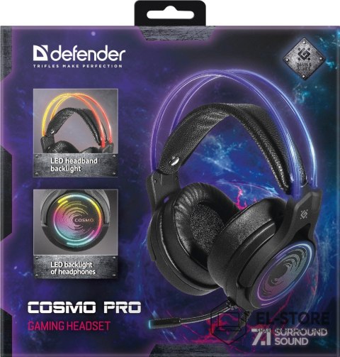 Defender DEFENDER SŁUCHAWKI NAUSZNE Z MIKROFONEM COSMO PRO 7.1 PODŚWIETLENIE RGB 64536