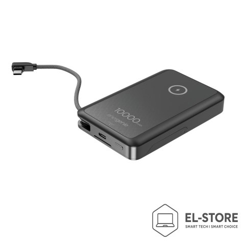 GEMBIRD GEMBIRD BEZPRZEWODOWY POWERBANK MAGNETYCZNY 15 W ZE ZINTEGROWANĄ PODSTAWKĄ 10000 MAH, CZARNY