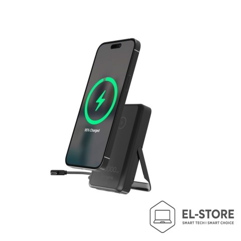 GEMBIRD GEMBIRD BEZPRZEWODOWY POWERBANK MAGNETYCZNY 15 W ZE ZINTEGROWANĄ PODSTAWKĄ 10000 MAH, CZARNY