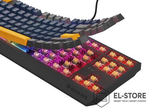 GENESIS GENESIS THOR 230 TKL klawiatura Gaming USB + RF Wireless + Bluetooth QWERTY Czarny, Niebieski, Szary, Pomarańczowy