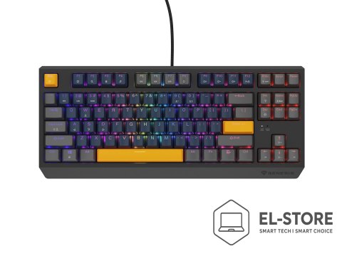GENESIS GENESIS THOR 230 TKL klawiatura Gaming USB + RF Wireless + Bluetooth QWERTY Czarny, Niebieski, Szary, Pomarańczowy