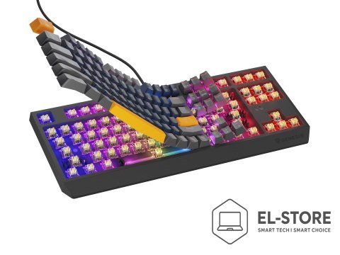 GENESIS GENESIS THOR 230 TKL klawiatura Gaming USB + RF Wireless + Bluetooth QWERTY Czarny, Niebieski, Szary, Pomarańczowy