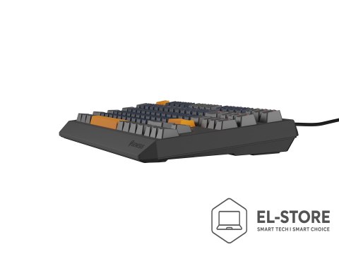 GENESIS GENESIS THOR 230 TKL klawiatura Gaming USB + RF Wireless + Bluetooth QWERTY Czarny, Niebieski, Szary, Pomarańczowy