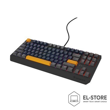GENESIS GENESIS THOR 230 TKL klawiatura Gaming USB + RF Wireless + Bluetooth QWERTY Czarny, Niebieski, Szary, Pomarańczowy