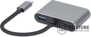 IBOX Hub USB Typ-C 4w1 USB 3.0 + PD 100W + HDMK 4k30Hz + VGA FullHD