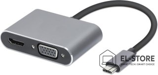 IBOX Hub USB Typ-C 4w1 USB 3.0 + PD 100W + HDMK 4k30Hz + VGA FullHD