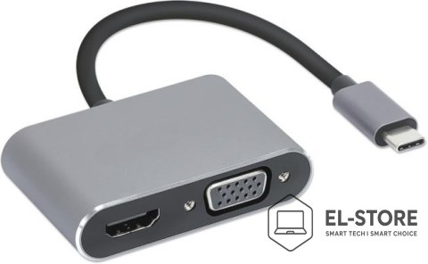 IBOX Hub USB Typ-C 4w1 USB 3.0 + PD 100W + HDMK 4k30Hz + VGA FullHD