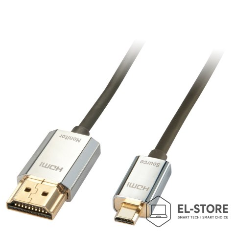 LINDY Lindy 41678 kabel HDMI 3 m HDMI Typu A (Standard) HDMI Typu D (Micro) Czarny, Chrom, Złoto