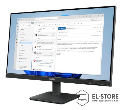 Lenovo Lenovo ThinkVision S24-4e monitor komputerowy 60,5 cm (23.8") 1920 x 1080 px Full HD LED Czarny