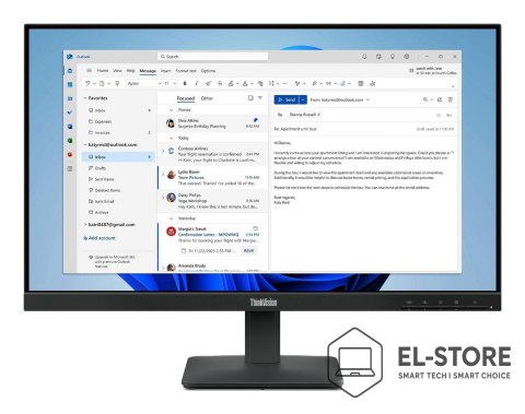 Lenovo Lenovo ThinkVision S24-4e monitor komputerowy 60,5 cm (23.8") 1920 x 1080 px Full HD LED Czarny