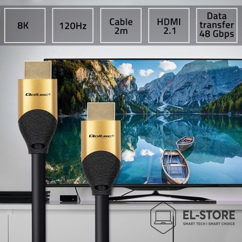 Qoltec QOLTEC KABEL HDMI V2.1 ULTRA HIGH SPEED 8K | 60HZ | 28AWG | GOLD | 2M